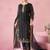 Black embroidered straight kurta trousers with dupatta set