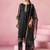 Black embroidered straight kurta trousers with dupatta set