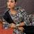 Black printed straight kurta trousers with dupatta set