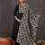 Black printed straight kurta trousers with dupatta set