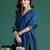 Blue embroidered straight kurta trousers with dupatta set