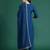 Blue embroidered straight kurta trousers with dupatta set
