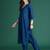 Blue embroidered straight kurta trousers with dupatta set
