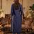 Blue embroidered straight kurta trousers with dupatta set