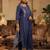 Blue embroidered straight kurta trousers with dupatta set