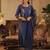 Blue embroidered straight kurta trousers with dupatta set