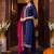 Purple embroidered straight kurta trousers with dupatta set