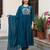 Blue embroidered anarkali kurta trousers with dupatta set