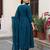 Blue embroidered anarkali kurta trousers with dupatta set