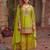 Green embroidered straight kurta sharara with dupatta set