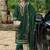 Green embroidered straight kurta trousers with dupatta set
