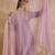 Lavender embroidered straight kurta trousers with dupatta set