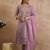 Lavender embroidered straight kurta trousers with dupatta set