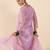 Lavender embroidered straight kurta trousers with dupatta set