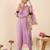 Lavender embroidered straight kurta trousers with dupatta set