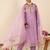 Lavender embroidered straight kurta trousers with dupatta set