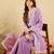 Lavender embroidered straight kurta trousers with dupatta set