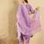 Lavender embroidered straight kurta trousers with dupatta set