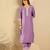 Lavender embroidered straight kurta trousers with dupatta set