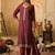 Maroon embroidered straight kurta trousers with dupatta set