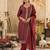 Maroon embroidered straight kurta trousers with dupatta set