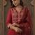 Maroon embroidered straight kurta trousers with dupatta set