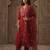 Maroon embroidered straight kurta trousers with dupatta set