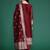 Maroon woven design straight kurta trousers with dupatta set