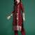 Maroon woven design straight kurta trousers with dupatta set