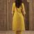 Mustard embroidered straight kurta trousers with dupatta set
