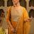 Mustard embroidered straight kurta trousers with dupatta set
