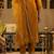 Mustard embroidered straight kurta trousers with dupatta set
