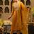 Mustard embroidered straight kurta trousers with dupatta set