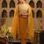 Mustard embroidered straight kurta trousers with dupatta set