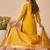 Mustard embroidered straight kurta trousers with dupatta set