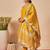 Mustard embroidered straight kurta trousers with dupatta set