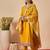 Mustard embroidered straight kurta trousers with dupatta set