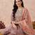 Mauve embroidered straight kurta trousers with dupatta set
