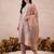 Mauve embroidered straight kurta trousers with dupatta set