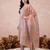 Mauve embroidered straight kurta trousers with dupatta set