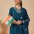 Navy blue embroidered straight kurta trousers with dupatta set