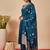 Navy blue embroidered straight kurta trousers with dupatta set