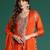 Orange embroidered straight kurta palazzo with dupatta set