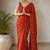 Partywear crush saree with handwork flower butti and contrast border