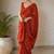 Partywear crush saree with handwork flower butti and contrast border