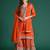Orange embroidered straight kurta palazzo with dupatta set