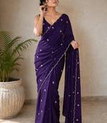 Designer crush saree with handwork floral butti and embellished border