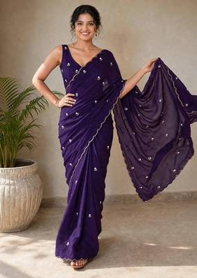 Designer crush saree with handwork floral butti and embellished border 3