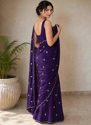 Designer crush saree with handwork floral butti and embellished border 4