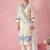 Off white embroidered straight kurta trousers with dupatta set